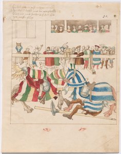 Joust of War simulado com escudos fixos de German 16th Century