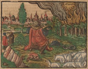 Moisés e a Sarça Ardente de German 16th Century