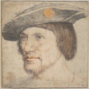 Retrato de um homem usando um chapéu com um medalhão de German 16th Century