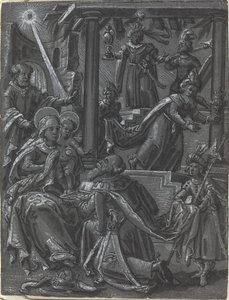 A Adoração dos Reis [reto] de German 16th Century