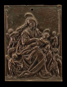 A Virgem e o Menino com Quatro Anjos de German 16th Century