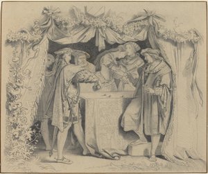 Homens jogando dados de German 19th Century