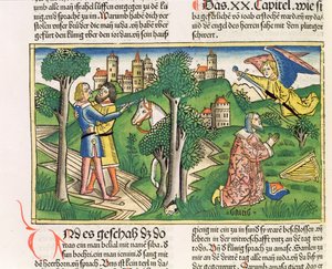 2 Samuel 20 10 Joab mata Amasa, da "Bíblia de Nuremberga (Biblia Sacra Germanaica)" (xilogravura colorida) de German School