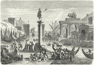Um porto marítimo romano (gravura) de German School