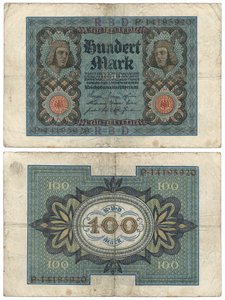 Nota de cem marcos, 1920 (recto e verso) de German School