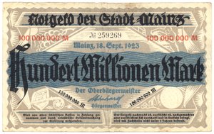 Nota de cem milhões, 1923 de German School