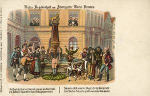 Uma história verdadeira na Fonte do Mercado de Stuttgart (cor litho) de German School