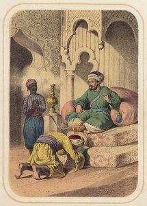 Abu e Niutyn de Uma Mil e Uma Noites (cor litho) de German School