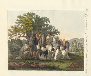 Abissínios em repouso durante a viagem (gravura colorida) de German School