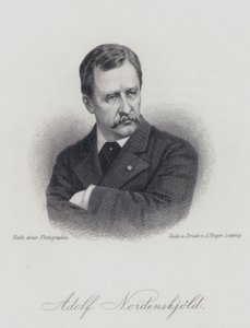 Adolf Erik Nordenskiold, geólogo finlandês, mineralogista e explorador do Ártico (gravura) de German School