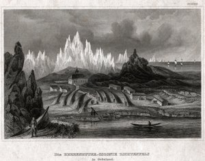 Akunnat, Gronelândia. (gravura, ca. 1850) de German School