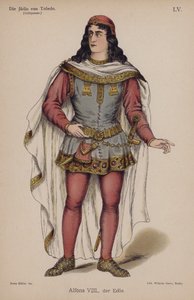 Alfonso VIII, o Nobre, de Die Judin von Toledo (A judia de Toledo) de Franz Grillparzer (cor litho) de German School