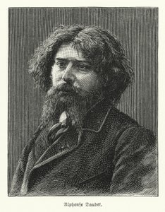 Alphonse Daudet, romancista francês (litho) de German School