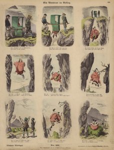 Uma aventura nas montanhas (gravura colorida) de German School