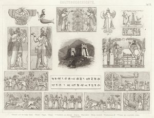 Assíria Antiga. Ilustração para Bilder-Atlas (gravura) de German School