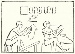 Antigos sapateiros egípcios (gravura) de German School