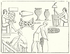 Antigos curtidores egípcios (gravura) de German School