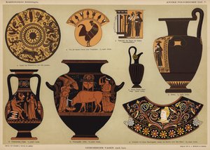 Antiga grega polychrome vasos (cor litho) de German School
