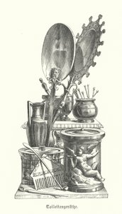 Ferramentas romanas antigas para aplicação de cosméticos (gravura) de German School