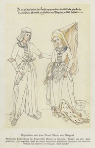 Arquiduque Maximiliano da Áustria e sua noiva, Mary of Burgundy (cor litho) de German School