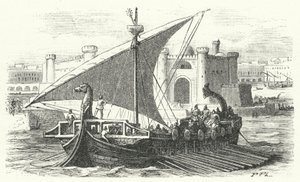 Chegada de um navio mercante fenício a um porto (gravura) de German School