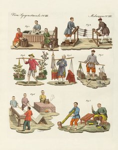 Artes e trabalhos manuais na China (gravura a cores) de German School