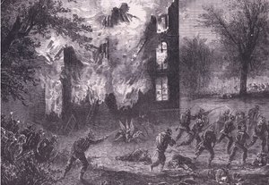 Ataque a uma posição francesa avançada, Cassells History of the War between France and Germany publicado por Cassell and Company Limited, c.1890 (litho) de German School