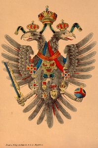 Brasão imperial austro-húngaro, publicado pela Robraki & Co., Magdeburg, c.1865 (xilogravura colorida) de German School