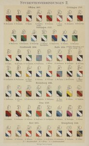 Crachás das associações de estudantes alemãs (cor litho) de German School