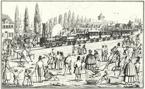 Ferrovia Bávara Ludwig entre Nuremberga e Furth (gravura) de German School