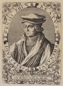 Beato Rhenanus, humanista alemão, estudioso e reformador religioso (gravura) de German School