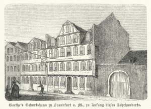 Berço do autor alemão Johann Wolfgang von Goethe, Frankfurt-am-Main, início do século XIX (gravura) de German School