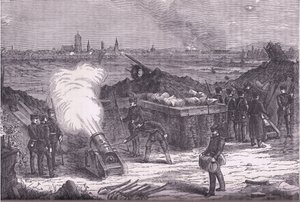 Bombardeamento de Schelestadt, Cassells História da Guerra entre a França e a Alemanha publicado pela Cassell and Company Limited, c.1890 (litho) de German School