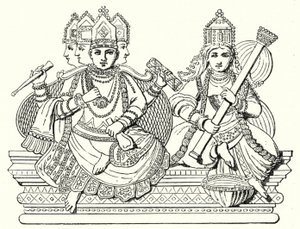 Brahma e Saraswati (gravura) de German School