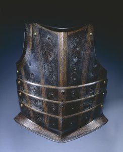 Peitoral da couraça do hussardo, c.1580 (aço gravado e dourado) de German School
