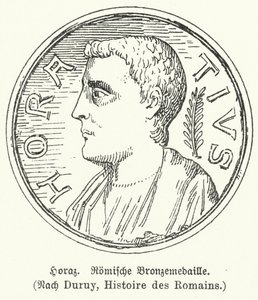 Medalha de bronze representando o poeta romano Horace (litho) de German School