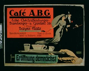 "Cafe ABG" (litografia a cores) de German School