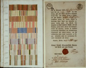 Fitas de campanha e registro de dever para um soldado no Exército Real da Prússia, 1778 de German School