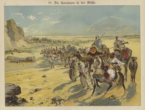 Caravana no deserto da Arábia (cor litho) de German School