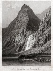 Cachoeira de Pissevache. (gravura, por volta de 1830) de German School