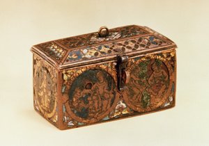 Caixão, século XIII (esmalte champleve em cobre)
