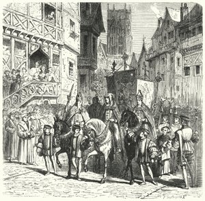 Prelados católicos retornando à Inglaterra sob o reinado de Maria I (gravura) de German School