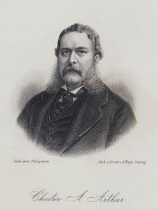 Chester A Arthur, político americano e 21º Presidente dos Estados Unidos (gravura) de German School