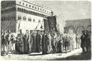 Procissão infantil em Florença sob o domínio de Girolamo Savonarola (gravura) de German School