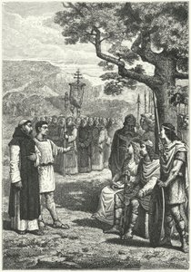 Missionários cristãos na Inglaterra (gravura) de German School