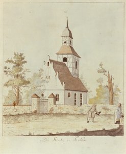 Igreja em Pankow, Berlim (gravura colorida) de German School