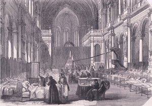 Igreja em Paris convertida em hospital, História da Guerra entre a França e a Alemanha publicada pela Cassell and Company Limited, c.1890 (litho) de German School