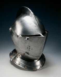 Capacete fechado para o campo, c.1550-70 (aço, ferro, couro e latão) de German School