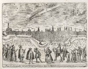 Cometa visto sobre Augsburg final de novembro de 1618, de Cometen Historia, pub. 1618 de German School