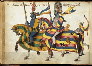 Concorrentes equipados para um torneio, c.1640 (caneta e tinta, aguarela e lavagens) de German School